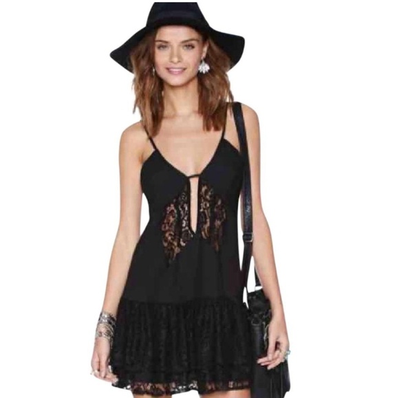 Nasty Gal Dresses & Skirts - NASTY GAL Lace Cut Out Spaghetti Strap LBD